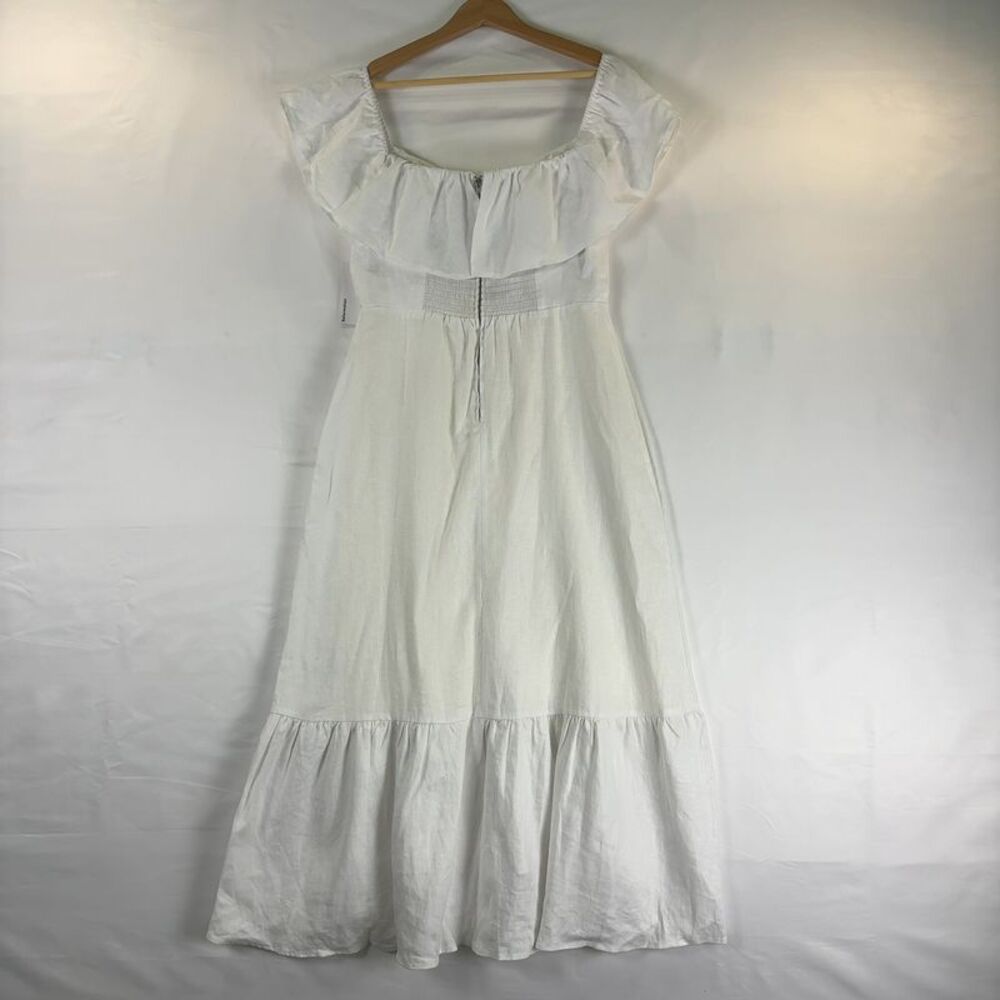 Reformation Baela Linen White Off-Shoulder Dress - Picture 2 of 6